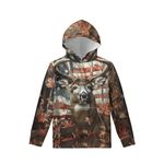 WELLFLYHOM Unisex Kids Teens Sweatshirts Youth Girls Boys Hoodies and Sweaters Hooded Pullover Tops Age 6-16, 3 Hunting Deer American Flag, 11-13 Years