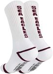 NRL Manly-Warringah Sea Eagles Supporter Reinforced Heel and Toe Crew Sport Socks (White, 11-14)