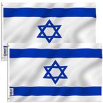 ANLEY Fly Breeze 3x5 Foot Israel Flag - Vivid Color and Fade proof - Canvas Header and Double Stitched - Israeli National Flags Polyester with Brass Grommets 3 X 5 Ft (2 Pack)