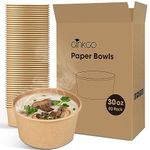 90 Count 30 oz Large Paper Bowls Leak Proof Disposable Hot Soup Bowls Bulk No Plastic Lids for Daily Dinner or Lunch