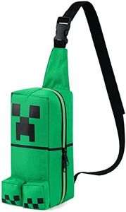 Minecraft Bolso Bandolera con Correa Ajustable, Riñonera de Viaje para Niños (Verde)