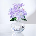 Crystal Purple Daisy Bouquet Gifts for Women Floral Collectible Figurines Glass Flowers Ornaments for Room Decor Chritsmas