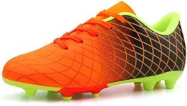 firelli Boys Girls Athletic Outdoor Soccer Cleats Kids Firm Ground Football Shoes (1 CA,Orange)