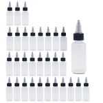 50 Pack Boston Dispensing Bottles Plastic Squeeze Bottles with Twist Top Cap Boston Ldpe Bottles Round for Crafts, Art, Glue, Kitchen, Household (1oz)