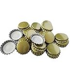 TRIXES 100PC Gold Metal 25mm Bottle Caps Crown Home Brew Lid Toppers