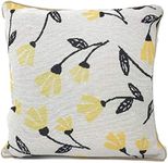 DaDa Bedding Botanical Floral Tapestry Throw Pillow Cover - 1-Piece Elegant Spring Yellow Fleur Golden Orange Tulip Flowers - Needle Stitched Woven Design Cushion Case - 16" x 16"