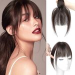 Lasunork Fringe Clip in Hair Clip in Fringe Clip in Hair Extensions Real Human Hair 100% Human Hair Extensions Clip in Fringe Clip in Bangs 360°Cover Bangs For Daily Wear (Dark Brown)