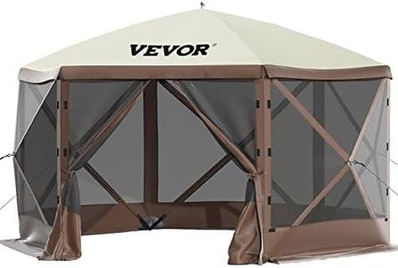 VEVOR Gazebo Screen Tent, 10 x 10 ft, 6 Sided Pop-up Camping Canopy Shelter Tent with Mesh Windows, Portable Carry Bag, Ground Stakes, Large Shade Tents for Outdoor Camping, Lawn and Backyard