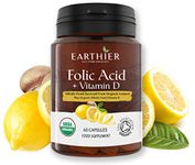 Organic Folic Acid plus Organic Vitamin D from Whole Foods - Certified Organic by Soil Association - 2 Month Supply – VEGAN