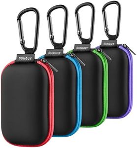 SUNGUY Earbuds Case 4Pack, Rectangle Earbuds Carrying Case, Portable Earphone Case Phone Accessories Organizer with Carabiner for Earphone, in-Ear Headphones, Earbud, SD Card, USB Charging Cable