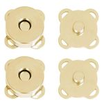 Tia Magnet Button, Clasps, Snaps, Fasteners for Purse, Bags, Clothes and DIY Works- (Golden (SEW)-20mm, 4Pcs (Sets))