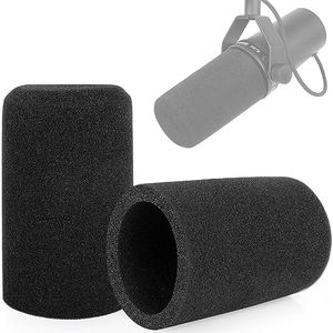 ChromLives Windscreen for SM7B, 2Pack Microphone Pop Filter Foam Cover Compatible with Shure SM7B, Mic Cover Replacement for Noise Reduction By, Black