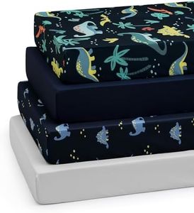 PHF 4 Pack Soft Dinosaur Crib Sheets Fitted, Comfy Breathable Baby Sheets for Boys Girls, 28x52 Inches Fits Standard Crib and Toddler Mattresses, Dinosaur