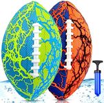 Jasonwell Pool Beach Water Football - 2Pack Strong Grip Waterproof Football for All-Weather Play Pool Toys Beach Games Outdoor Sports Toy Christmas Birthday Gifts for Kids Boys Teens Adults (ORN&GN)