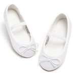 GINFIVE Toddler Girls Dress Shoes Little Girls Mary Janes Ballerina Flats White Shoes Toddler 9