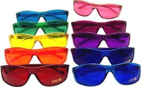 Color Therapy Glasses Pro Style Set of 10 Colors, Poker Sunglasses [Also Available in Set of 7 or 9]