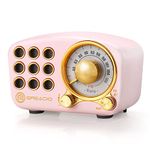 Retro Bluetooth Speaker, Vintage Radio-Greadio FM Radio with Old Fashioned Classic Style, Strong Bass Enhancement, Loud Volume, Bluetooth 5.0 Wireless Connection, TF Card and MP3 Player (Pink)