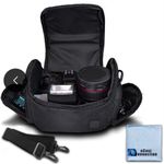 Medium Soft Padded Camera Equipment Bag/Case for Nikon, Canon, Sony, Pentax, Olympus Panasonic, Samsung & Many More + eCostConnection Microfiber Cloth