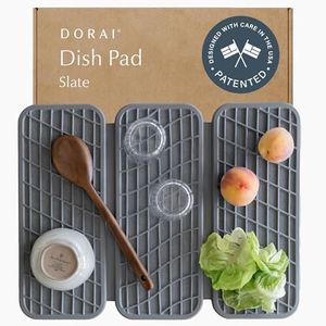 Dorai Home Dish Pad | Diatomaceous Earth Stone Drying Mat For Kitchen Counter | Quick Drying | Stone Dish Drying Mat For Kitchen | 19.9" x 15.2" x 0.52" | Slate