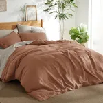 Bedsure Linen Duvet Cover King - Linen Cotton Blend Duvet Cover Set, Taupe Linen Duvet, 3 Pieces, 1 Duvet Cover 104 x 90 Inches and 2 Pillowcases, Comforter Sold Separately