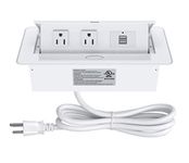 Pop up Power Strip,Recessed Electrical Outlet Power Hub Connectivity Box, Desktop Socket with 2 Outlets & 2 USB Charging Ports for Table Conference Room Countertop, UL Listed