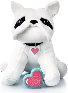 My Baby's Heartbeat Bear Recordable Stuffed Animals 20 sec Heart Voice Recorder for Ultrasounds and Sweet Messages Playback, Perfect Gender Reveal for Moms to Be, White Bulldog