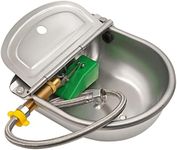 KHEARPSL Automatic Water Bowl with Brass Float Valve, Drain Hole and Hose, Stainless Steel Dog Water Bowl Livestock Waterer for Cattle Pig Goat Dog