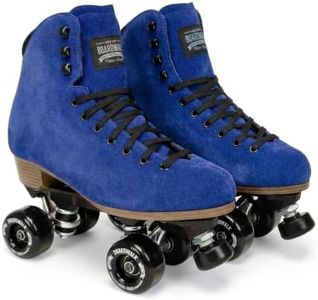 Sure-Grip Boardwalk Unisex Outdoor Roller Skates Material of Leather, Rubber, Suede & Aluminum Trucks | Comfortable, Extra Long Laces - Suitable for Beginners (Blueberry Plus, Mens 9 / Womens 10)