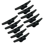ZUJARA 4 inch Black Boat Cleats, 10-Pack Electrophoretic Coated Black Cast Iron Dock Cleat for Marine or Decorative Applications