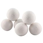 Smart Design Wool Dryer Balls - Natural Fabric Softener - Eliminates Wrinkles & Reduces Static - for Laundry, Clothes, Fabrics - Home Organization - (6 Pack) [White]