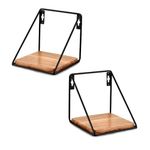 Indus Lifespace Floating Shelf Iron and Acacia Wood Wall Mounted Shelves Set of 2 for Living Room Bedroom Bathroom (12.7cm x 12.7cm x 12.7cm) (Set of 2)