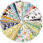 QiMicody 56pcs Cotton 9.8” x 9.8”(25cm x 25cm) Quilting Fabric Bundles, Pre-Cut Squares Sheets for Patchwork Sewing Quilting Crafting, No Repeat Patterns.