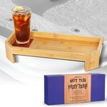 Impresa Bamboo Hot Tub Tray Table, Waterproof, UV-Coated Side Table Caddy with Anti-Slip Backing for Drinks, and Essentials, Outdoor Hot Tub Table, Durable Hot Tub Accessories for Adults, 17" x 7.5"