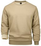 MAGCOMSEN Thick Winter Sweatshirts Crewneck Sweatshirt Men Active Sweatshirts Warm Winter Sweatshirts Work Casual Tops Mens Fleece Sweatshirts Khaki