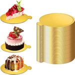 BAKEFY -100 Pcs Round Mini Cake Boards 3 inch - Gold Mousse Cake Base - Disposable Round Mini Cake Pads - Dessert Board Pastry Bases Round for Mousse Cupcake, Cake Dessert, Cake Decorating