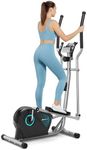 THERUN Cross Trainer, Ultra-Quiet Elliptical Machine for Home, 6KG Flywheel Elliptical Cross Trianer, 16 Resistance Levels Elliptical Machines Fitness w/Pulse Sensor, LCD Monitor (Blue)