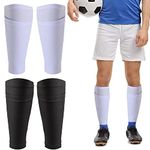 TOBWOLF 2 Pairs Soccer Shin Guard Socks, M Size, Breathable Soccer Shin Guard Sleeves with Pocket for Football Shin Pads, Shin Pads Holder for Kicking Ball, Running, Cycling - Black & White