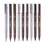 Uniball PIN-200 0.1-0.5 mm With Brush Fineliner Drawing Pen | Water & Fade Proof Pigment Ink | Ideal For Technical Drawing, Mandala, Calligraphy, Sketching, Anime & DIY Crafts |Multicolor, Pack of 9