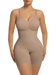 SHAPERX Women's Bodysuits Tummy Control Shapewear Mid Thigh Butt Lifter Body Shaper Shorts with Removable Pads,CA-SZ5468-Sienna-S/M