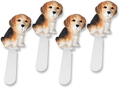 Mr. Spreader 4-Piece Beagle Dog Hand Painted Resin Handle with Stainless Steel Blade Cheese Spreader, for Dog Lover, Cheese Lover, Everyday Use, Party, Holiday, Wedding and Birthday