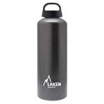 LAKEN Classic Water Bottle with Wide Mouth, Single Wall Lightweight Aluminum BPA Free, Leak-Proof Screw Cap, 1 Litre, Granite