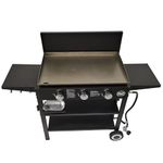 Griller's Choice Outdoor Griddle Grill Propane Gas Flat Top - Hood Included, 4 Shelves, Disposable Grease Cups, 36,000 BTU's, Large Cooking Area, Paper Towel Holder.