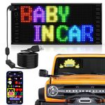 Rayhome Double Row Scrolling LED Light Sign for Car, 10.6''x4.7'' Flexible 5V/2A Bluetooth APP Control LED Car Sign Custom Text Message Pattern Programmable LED Display for Car Store.