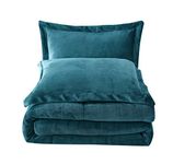 Chezmoi Collection 3-Piece Micromink Sherpa Reversible Down Alternative Comforter Set (Queen, Teal)