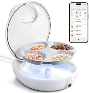 Robotail Automatic Cat Feeder for Wet Food - Fresh for 4 Days, Smart Dual-Temp Semiconductor Cooling & Heating Auto Cat Feeder with Multi-Function App, 4 Fresh Meal, Infrared Sensing, Easy to Clean