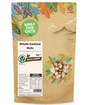 Wholefood Earth Whole Cashew Nuts 1 kg | GMO Free | Natural | Source of Fibre | Source of Protein