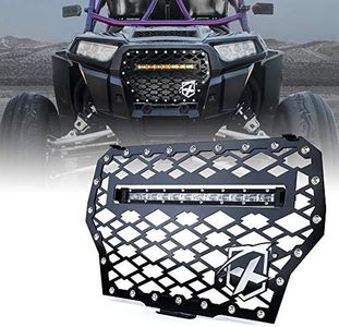 Xprite Black Steel Front Mesh Grille with 60W LED Amber Light bar for 2017-2018 Polaris RZR 1000 XP Turbo