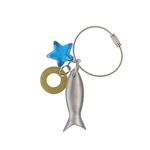 ILLUMEA Casted Charm Fish Key Chain | Silver Keychain Holder | Handmade Lucky Charm with Glass Bead, Vintage Keyring for Women, Men, Ideal for Keys, Bags, Backpacks, Cars, Girl, Purse, Wallet