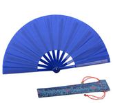 HONSHEN Small Folding Hand Fan Blue, Kung Fu Tai Chi Plastic- Nylon Hand Held Dance Folding Fans for Men/Women/Children With a Fabric Case for Protection 11.8inch (Blue)