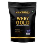 NAKPRO Gold Whey Protein Concentrate 500g Blueberry | 25.5g Protein, 5.6g BCAA | Trustified Certified 100% Authentic Supplement Powder & No Adulteration | Fast Absorbing Whey Protein Powder